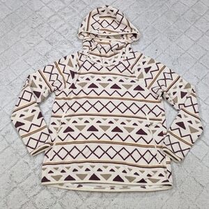 The North Face Jacket Women's M White Glacier Alpine Stripe Fleece Aztec Hoodie 